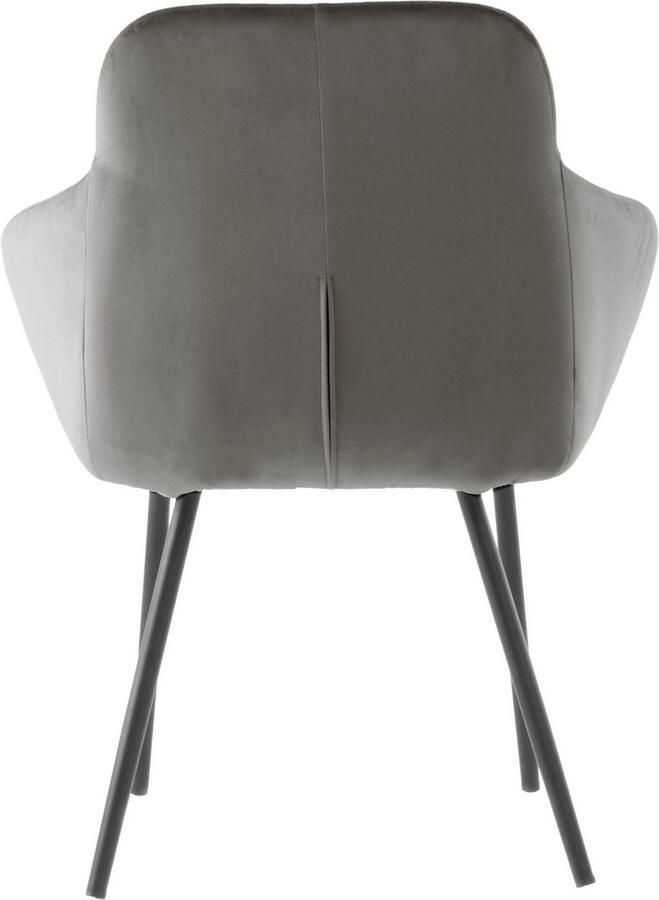 Floraya Set 2 eetkamerstoelen Cobain Grijs Velours 61x60 5x81 cm (LxBxH) Maximaal draagvermogen 120KG - Foto 3