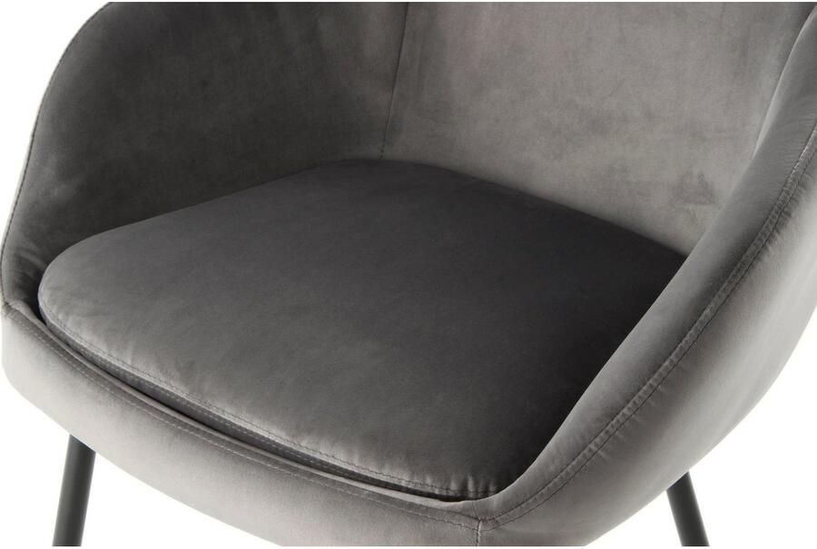 Floraya Set 2 eetkamerstoelen Cobain Grijs Velours 61x60 5x81 cm (LxBxH) Maximaal draagvermogen 120KG - Foto 9