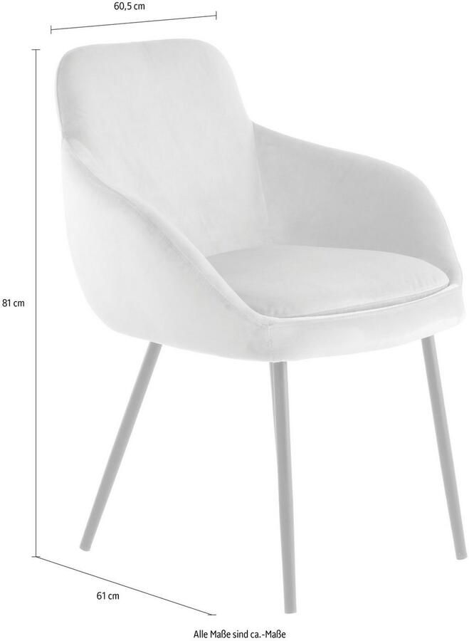 Floraya Set 2 eetkamerstoelen Cobain Grijs Velours 61x60 5x81 cm (LxBxH) Maximaal draagvermogen 120KG - Foto 4