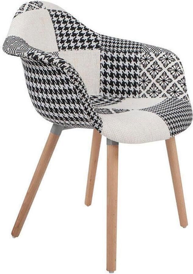 Kayoom Stoel Dave 110 2-delige set Multi comfortabele stoel met patchworkpatroon stijlvol elegant elegante natuurlijk houten poten aantrekkelijke kleurcombinatie (set 2 stuks) - Foto 5