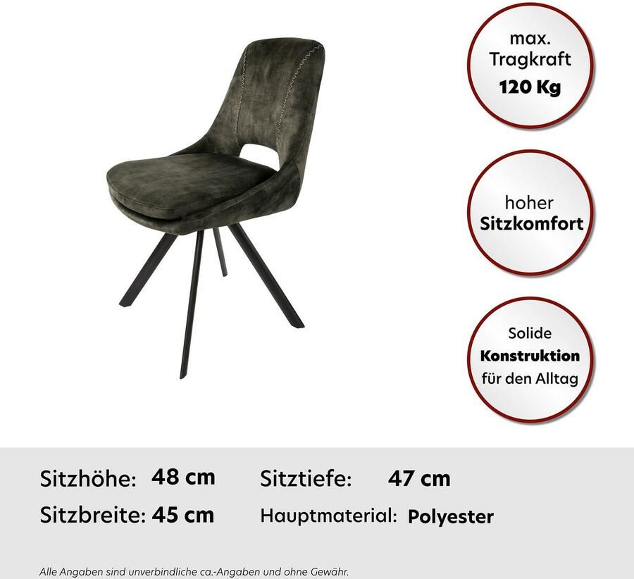 Kayoom Stoel Denver 125 2-delige set stoelset in aantrekkelijk ontwerp (set 2 stuks) - Foto 3