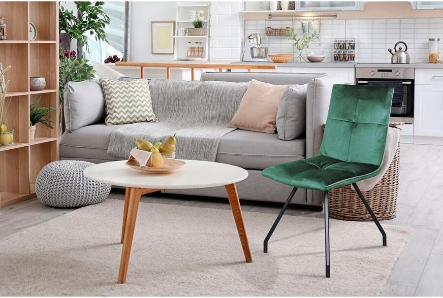 Kayoom Stoel Eaden 125 2-delige set fluweelachtige stofbekleding bies van kunstleer stijlvol onderhoudsvriendelijk eigentijdse kleurstelling fluweelachtige stofbekleding (set 2 stuks) - Foto 7