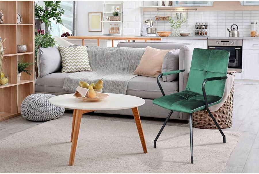 Kayoom Stoel Eaden 225 2-pack fluweelachtige stofbekleding paspel van kunstleer stijlvol onderhoudsvriendelijk eigentijdse kleurstelling fluweelachtige stofbekleding (set 2 stuks) - Foto 6