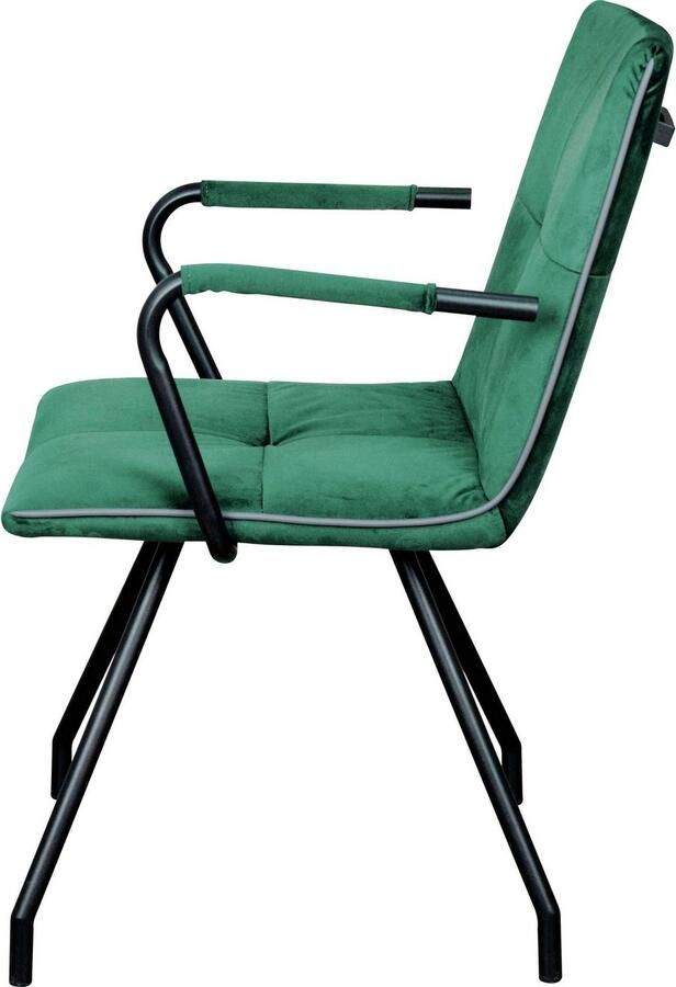 Kayoom Stoel Eaden 225 2-pack fluweelachtige stofbekleding paspel van kunstleer stijlvol onderhoudsvriendelijk eigentijdse kleurstelling fluweelachtige stofbekleding (set 2 stuks) - Foto 4