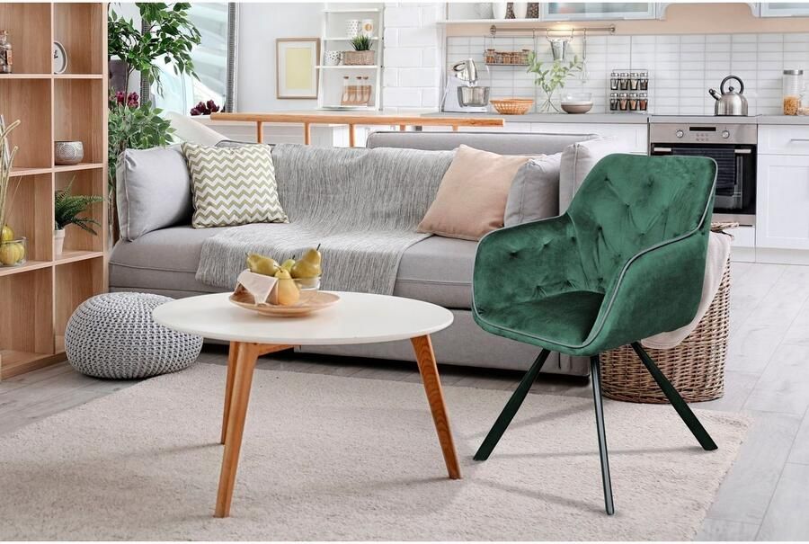 Kayoom Stoel Eann 125 stoel in retro-ontwerp elegant ontwerp stijlvol onderhoudsvriendelijk fluweelzachte stofbekleding edel ontwerp (1 stuk) - Foto 6