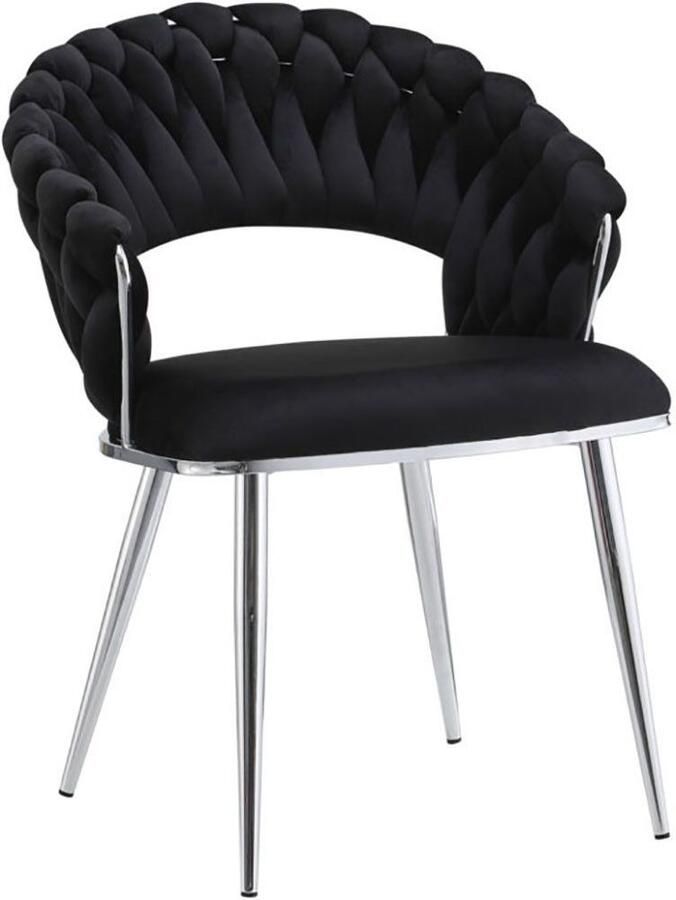 Floraya Set 2 fluwelen eetkamerstoelen Elegance Zwart Zilver 61x61x82cm (LxBxH) Draagvermogen 150KG - Foto 5