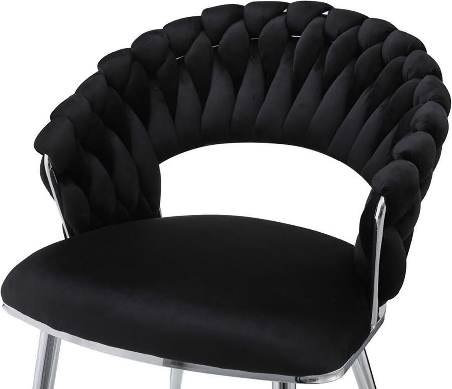 Floraya Set 2 fluwelen eetkamerstoelen Elegance Zwart Zilver 61x61x82cm (LxBxH) Draagvermogen 150KG - Foto 2