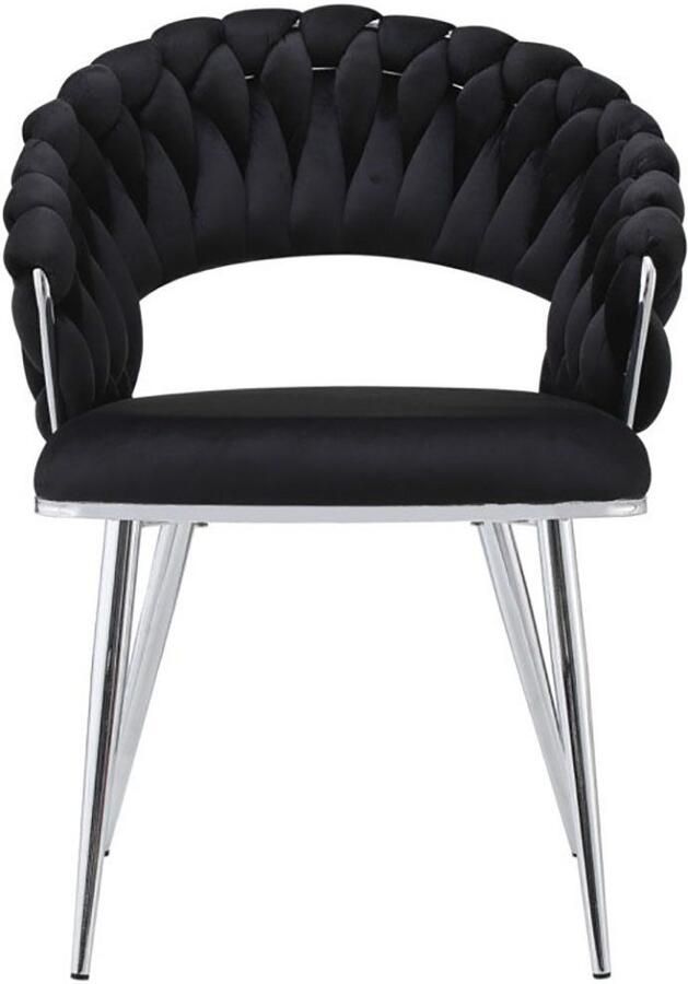Floraya Set 2 fluwelen eetkamerstoelen Elegance Zwart Zilver 61x61x82cm (LxBxH) Draagvermogen 150KG - Foto 8