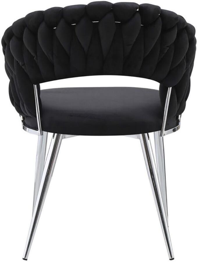 Floraya Set 2 fluwelen eetkamerstoelen Elegance Zwart Zilver 61x61x82cm (LxBxH) Draagvermogen 150KG - Foto 4