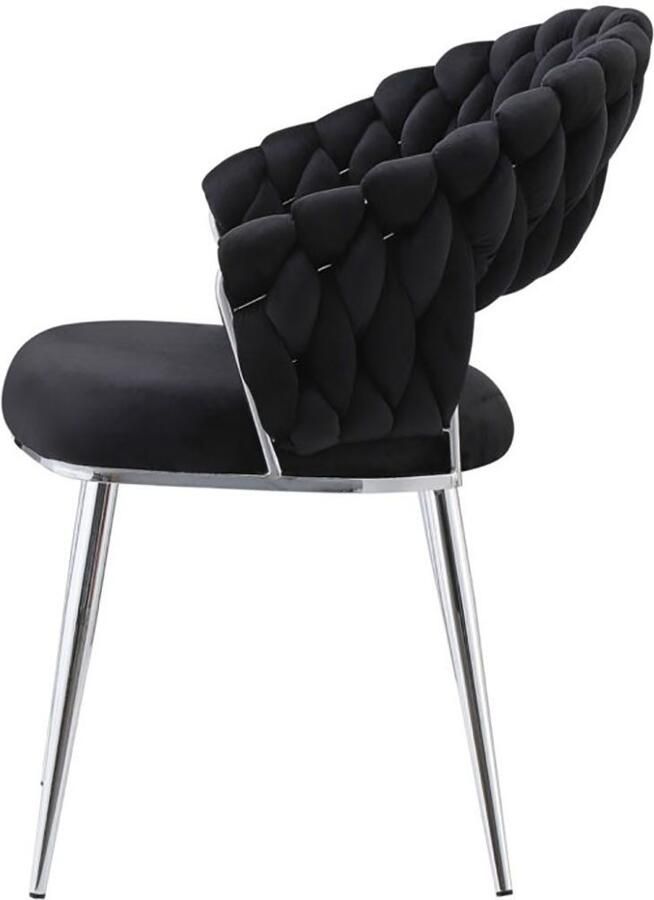Floraya Set 2 fluwelen eetkamerstoelen Elegance Zwart Zilver 61x61x82cm (LxBxH) Draagvermogen 150KG - Foto 7