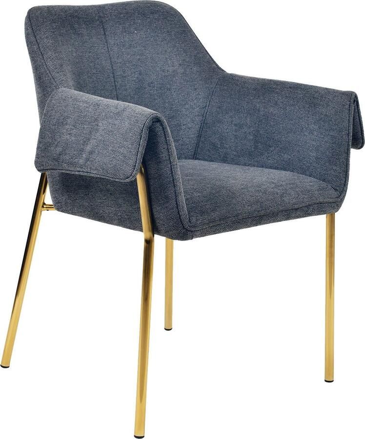 Kayoom Stoel Galia 125 gewatteerde rugleuning en zitting gezellig ontwerp goudkleurige frame onderhoudsvriendelijke stofbekleding (1 stuk) - Foto 3