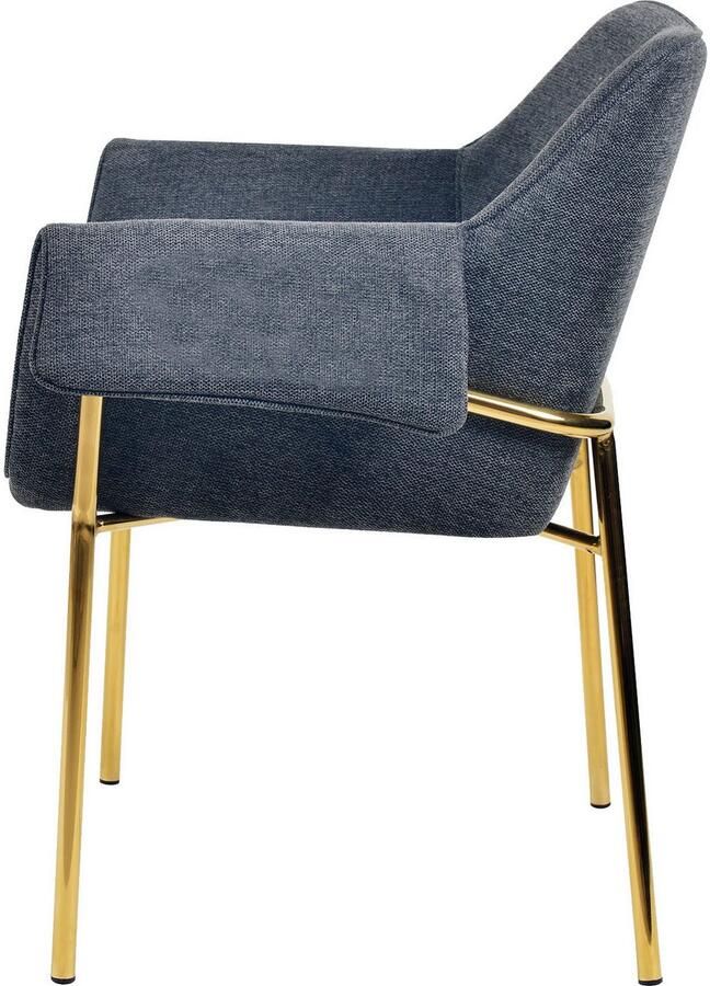 Kayoom Stoel Galia 125 gewatteerde rugleuning en zitting gezellig ontwerp goudkleurige frame onderhoudsvriendelijke stofbekleding (1 stuk) - Foto 6