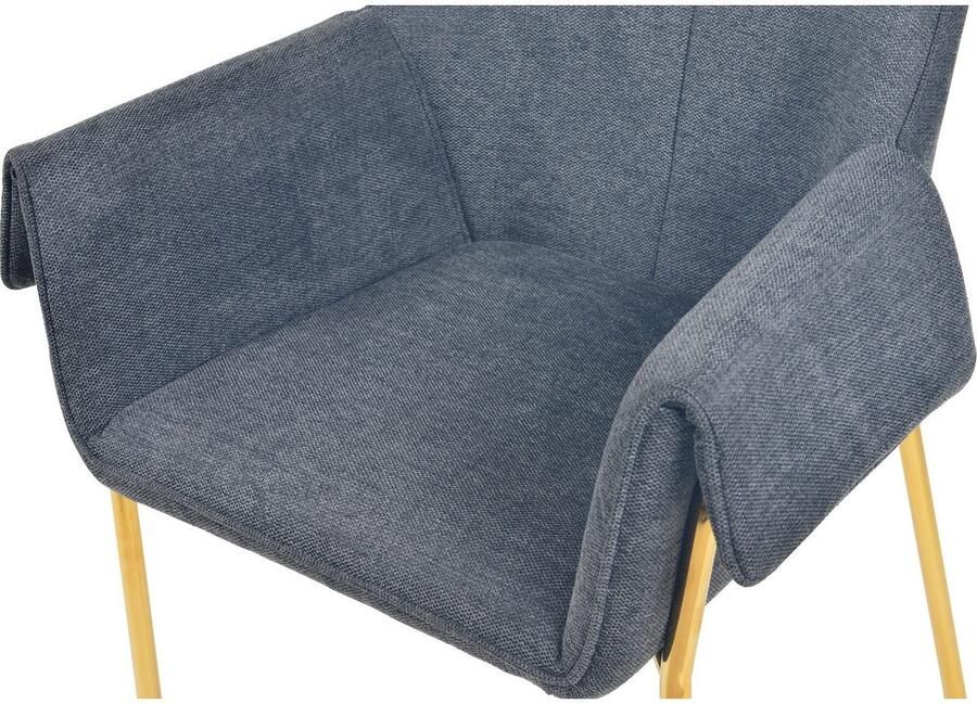 Kayoom Stoel Galia 125 gewatteerde rugleuning en zitting gezellig ontwerp goudkleurige frame onderhoudsvriendelijke stofbekleding (1 stuk) - Foto 5