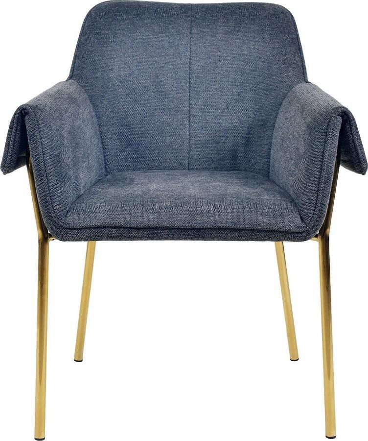 Kayoom Stoel Galia 125 gewatteerde rugleuning en zitting gezellig ontwerp goudkleurige frame onderhoudsvriendelijke stofbekleding (1 stuk) - Foto 2