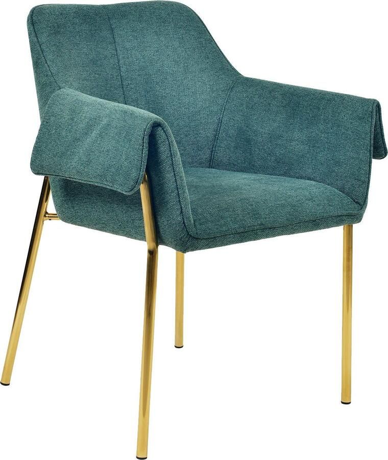 Kayoom Stoel Galia 125 gewatteerde rugleuning en zitting gezellig ontwerp goudkleurige frame onderhoudsvriendelijke stofbekleding (1 stuk) - Foto 2