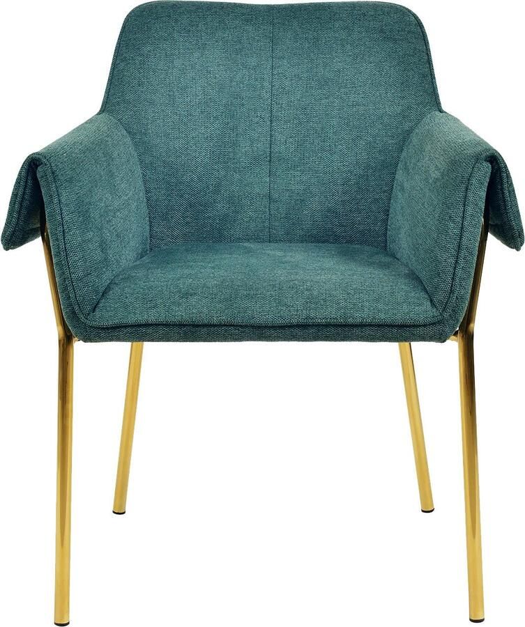 Kayoom Stoel Galia 125 gewatteerde rugleuning en zitting gezellig ontwerp goudkleurige frame onderhoudsvriendelijke stofbekleding (1 stuk) - Foto 3