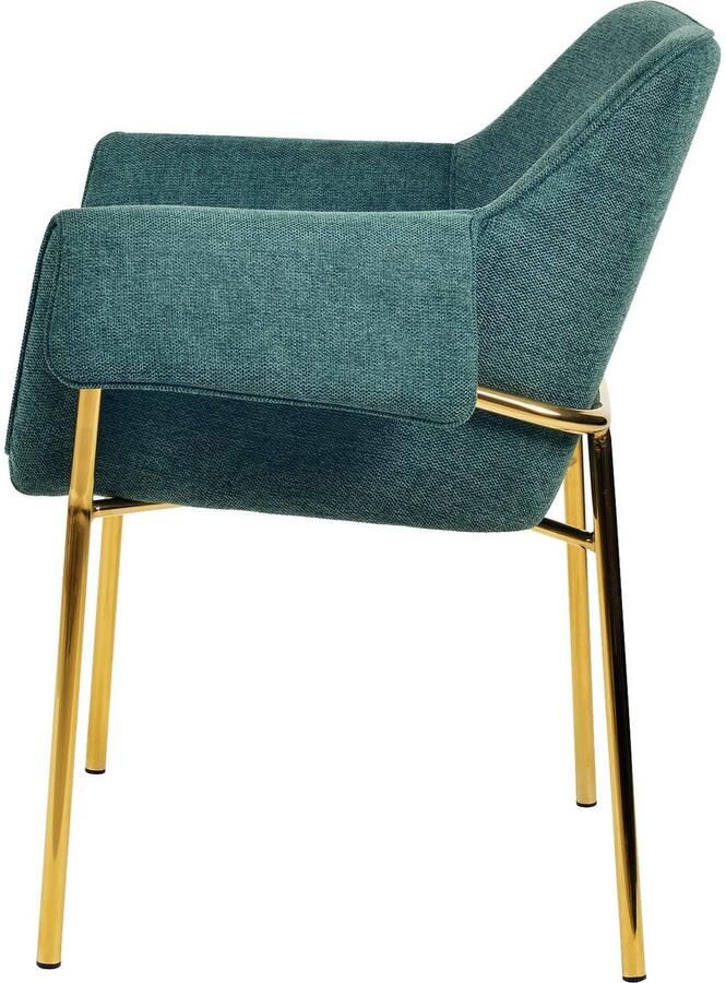 Kayoom Stoel Galia 125 gewatteerde rugleuning en zitting gezellig ontwerp goudkleurige frame onderhoudsvriendelijke stofbekleding (1 stuk) - Foto 5