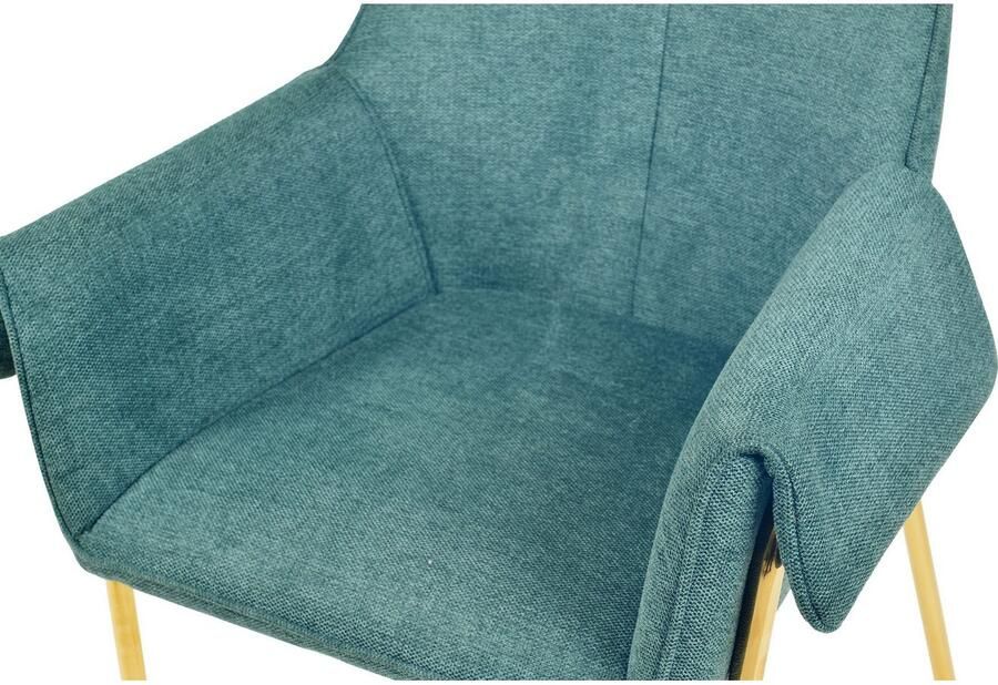 Kayoom Stoel Galia 125 gewatteerde rugleuning en zitting gezellig ontwerp goudkleurige frame onderhoudsvriendelijke stofbekleding (1 stuk) - Foto 6