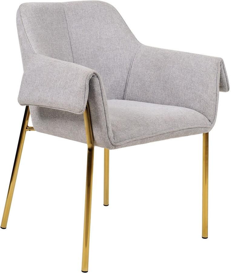 Kayoom Stoel Galia 125 gewatteerde rugleuning en zitting gezellig ontwerp goudkleurige frame onderhoudsvriendelijke stofbekleding (1 stuk) - Foto 2