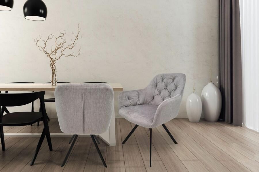 Hearthome & Living Set 2 eetkamerstoelen Georgia Lichtgrijs 62x57x85cm (LxBxH) Maximaal draagvermogen 150KG - Foto 6