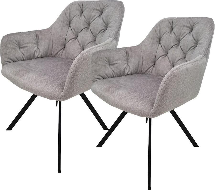 Hearthome & Living Set 2 eetkamerstoelen Georgia Lichtgrijs 62x57x85cm (LxBxH) Maximaal draagvermogen 150KG