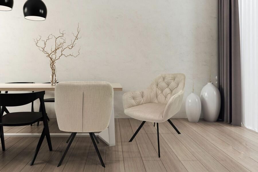 Hearthome & Living Set 2 eetkamerstoelen Georgia Beige 62x57x85cm (LxBxH) Maximaal draagvermogen 150KG - Foto 2