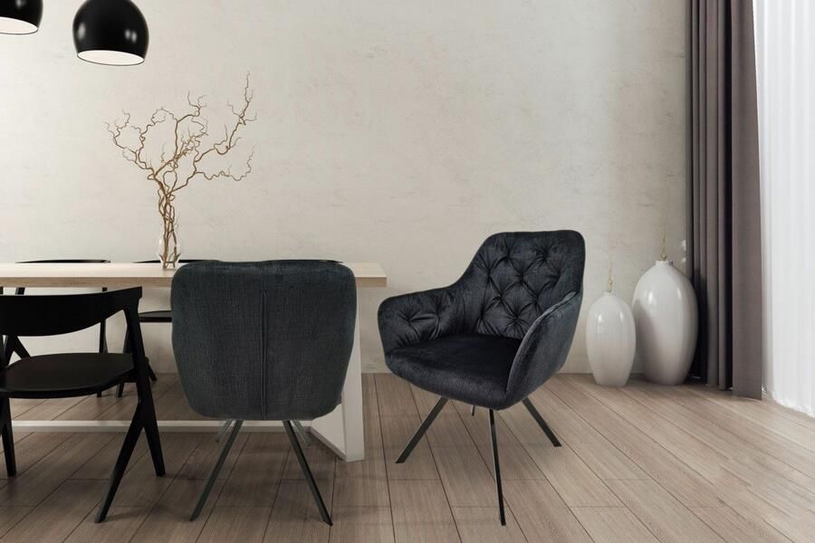 Hearthome & Living Set 2 eetkamerstoelen Georgia Zwart 62x57x85cm (LxBxH) Maximaal draagvermogen 150KG
