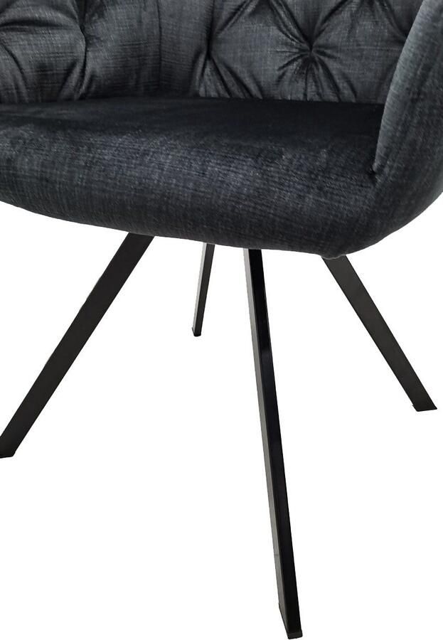 Hearthome & Living Set 2 eetkamerstoelen Georgia Zwart 62x57x85cm (LxBxH) Maximaal draagvermogen 150KG - Foto 7
