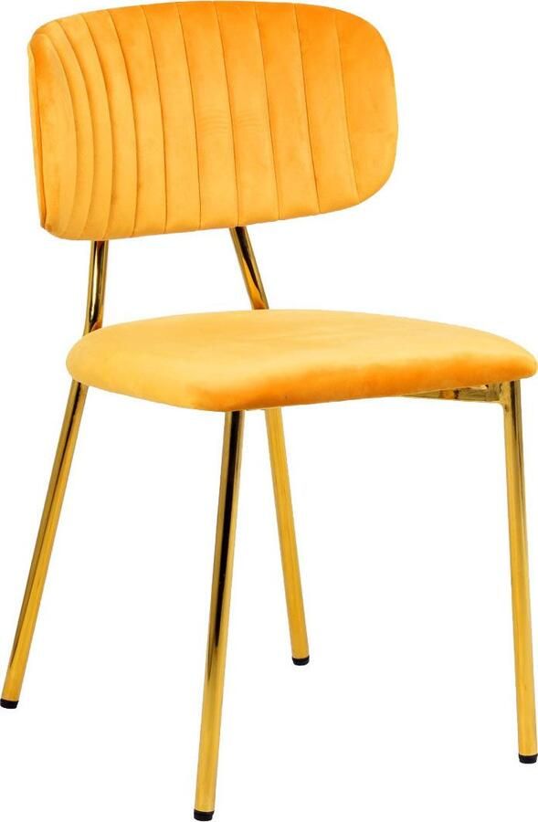 Kayoom Stoel Giselle 125 2-delige set onderhoudsvriendelijke fluwelen bekleding met armleuningen goudkleurige frame van roestvrij staal fluwelen bekleding decoratieve stiksels (set 2 stuks) - Foto 5