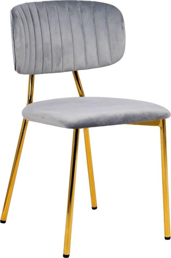 Kayoom Stoel Giselle 125 2-delige set onderhoudsvriendelijke fluwelen bekleding met armleuningen goudkleurige frame van roestvrij staal fluwelen bekleding decoratieve stiksels (set 2 stuks) - Foto 5