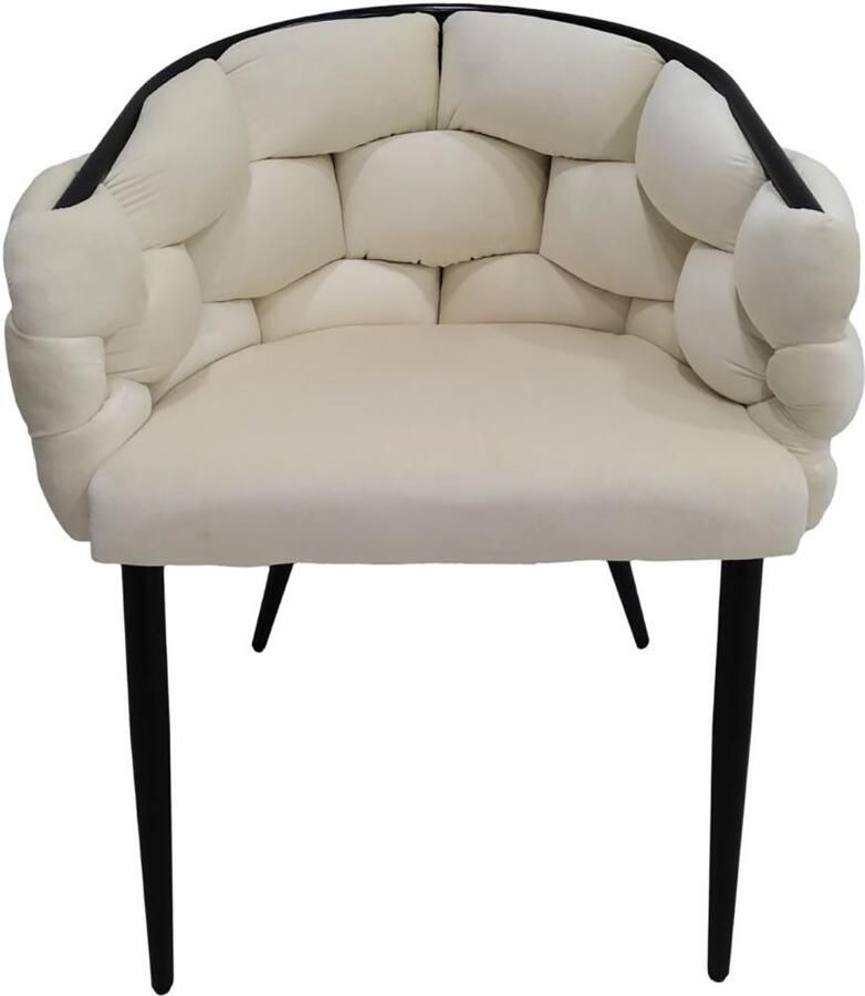 Underbar Set 2 eetkamerstoelen Grace Beige Zwart Velours 61x65x79cm (LxBxH) Draagvermogen 150KG - Foto 8