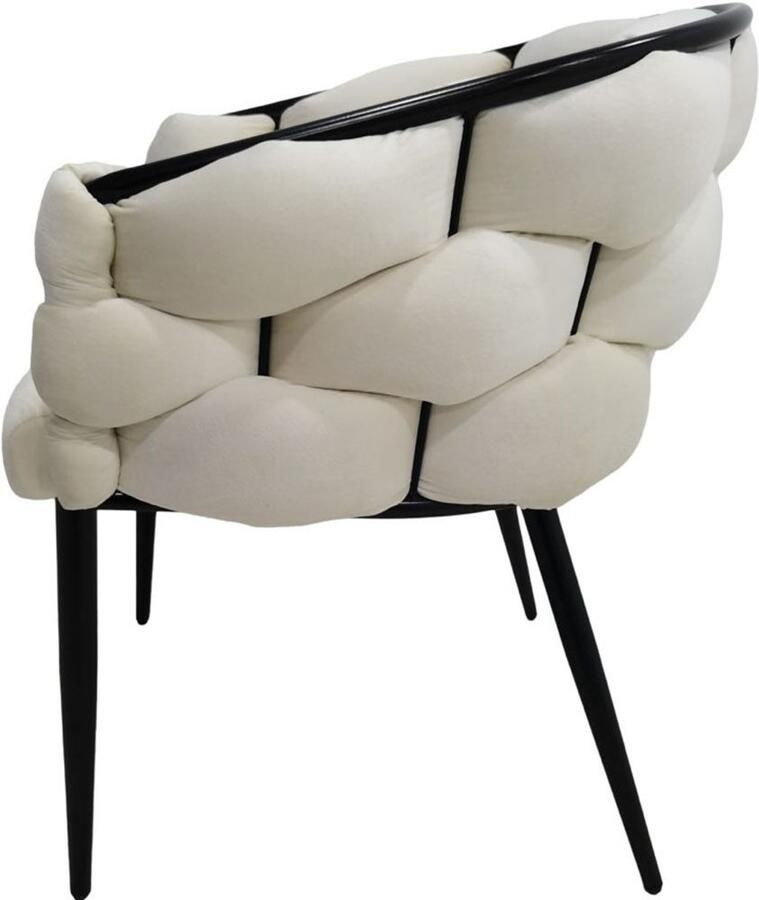 Underbar Set 2 eetkamerstoelen Grace Beige Zwart Velours 61x65x79cm (LxBxH) Draagvermogen 150KG - Foto 2