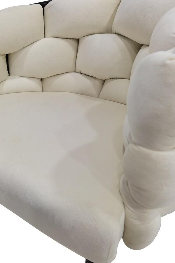 Underbar Set 2 eetkamerstoelen Grace Beige Zwart Velours 61x65x79cm (LxBxH) Draagvermogen 150KG - Foto 6