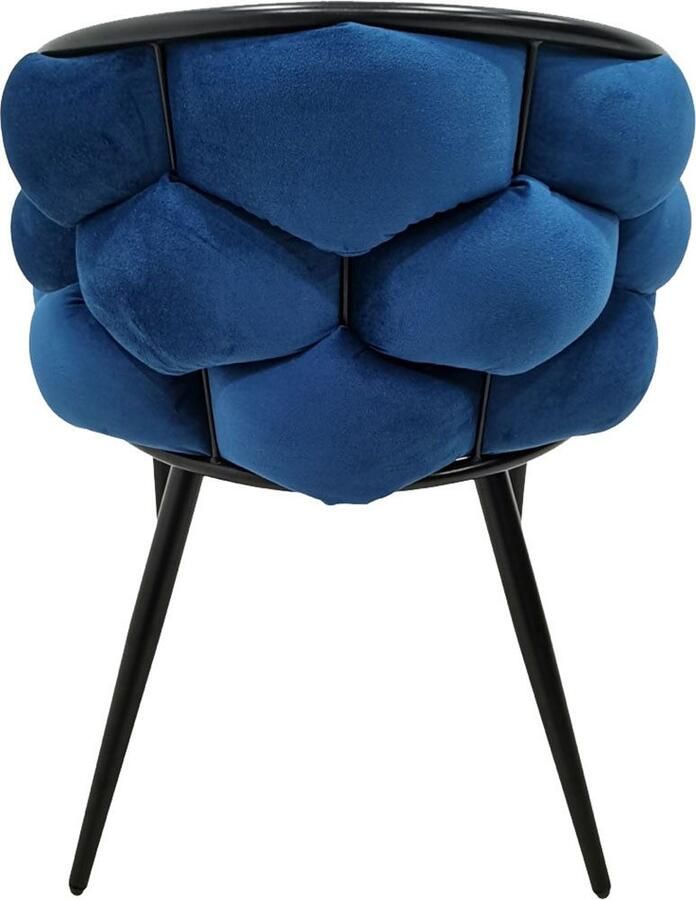 Underbar Set 2 eetkamerstoelen Grace Blauw Zwart Velours 61x65x79cm (LxBxH) Draagvermogen 150KG - Foto 3