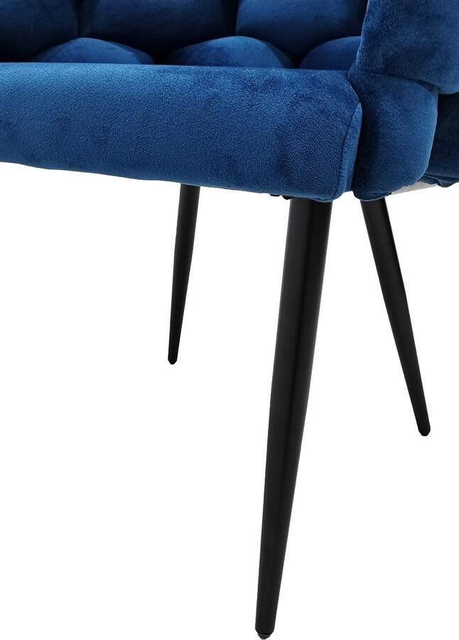 Underbar Set 2 eetkamerstoelen Grace Blauw Zwart Velours 61x65x79cm (LxBxH) Draagvermogen 150KG - Foto 5