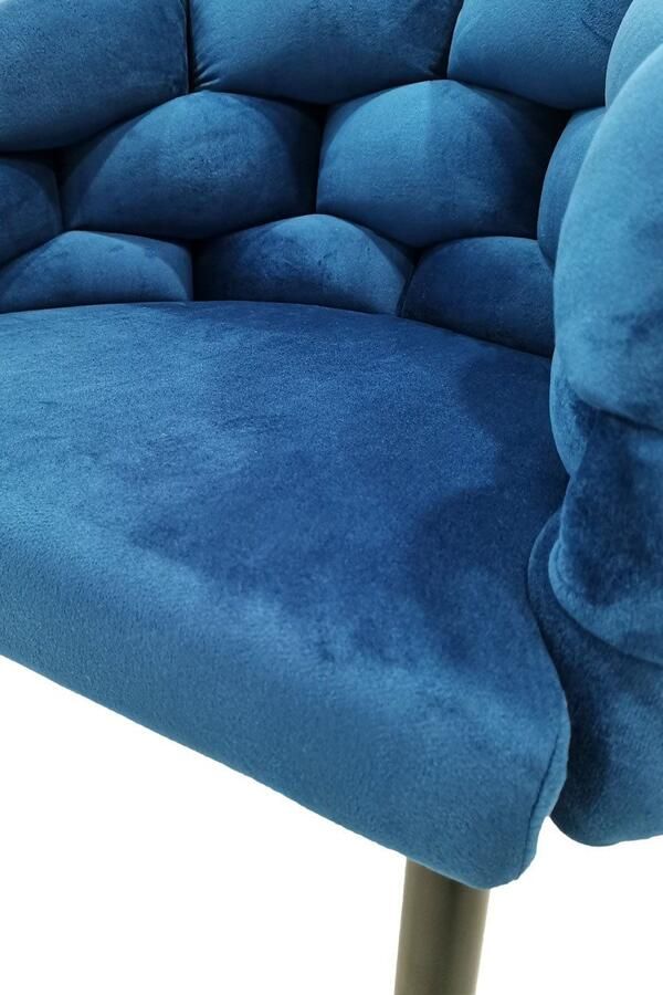 Underbar Set 2 eetkamerstoelen Grace Blauw Zwart Velours 61x65x79cm (LxBxH) Draagvermogen 150KG - Foto 6