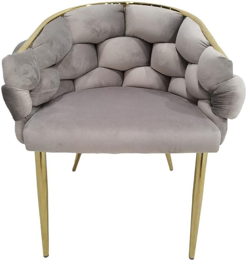 Underbar Set 2 eetkamerstoelen Grace Taupe Goud Velours 61x65x79cm (LxBxH) Draagvermogen 150KG