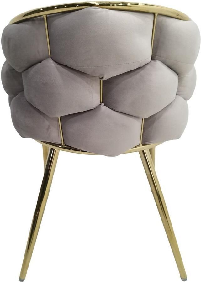Underbar Set 2 eetkamerstoelen Grace Taupe Goud Velours 61x65x79cm (LxBxH) Draagvermogen 150KG - Foto 4