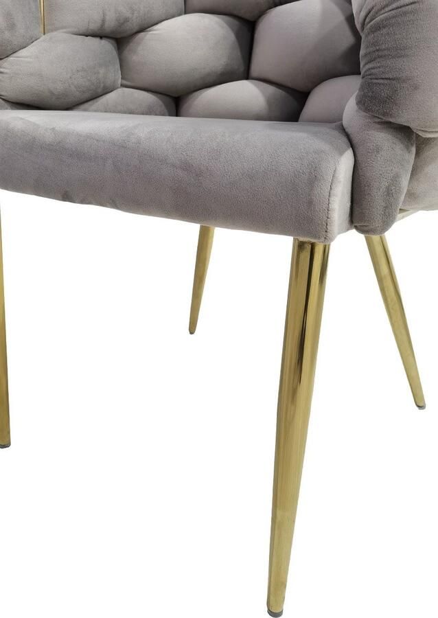 Underbar Set 2 eetkamerstoelen Grace Taupe Goud Velours 61x65x79cm (LxBxH) Draagvermogen 150KG - Foto 5