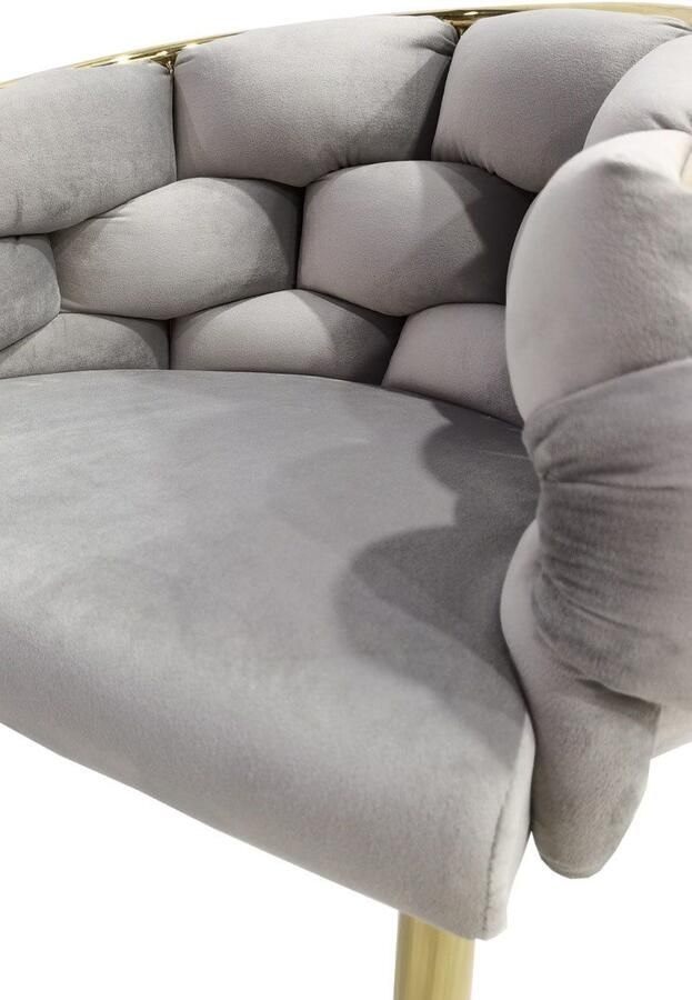 Underbar Set 2 eetkamerstoelen Grace Taupe Goud Velours 61x65x79cm (LxBxH) Draagvermogen 150KG - Foto 6