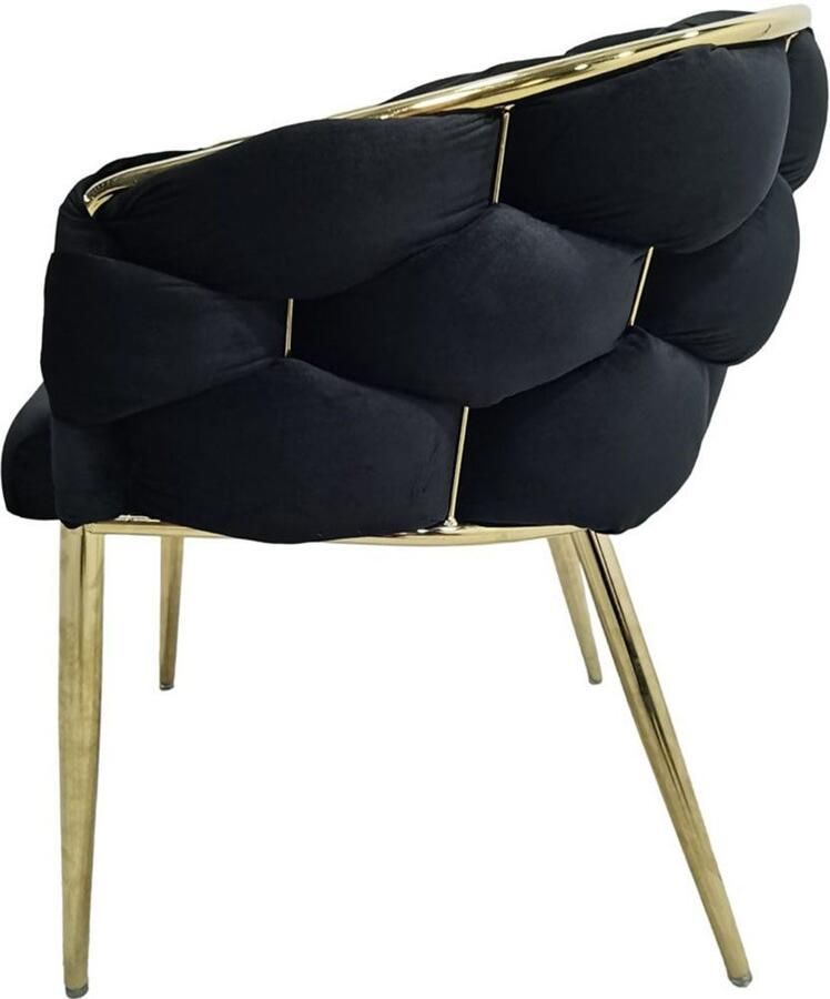 Underbar Set 2 eetkamerstoelen Grace Zwart Goud Velours 61x65x79cm (LxBxH) Draagvermogen 150KG - Foto 3