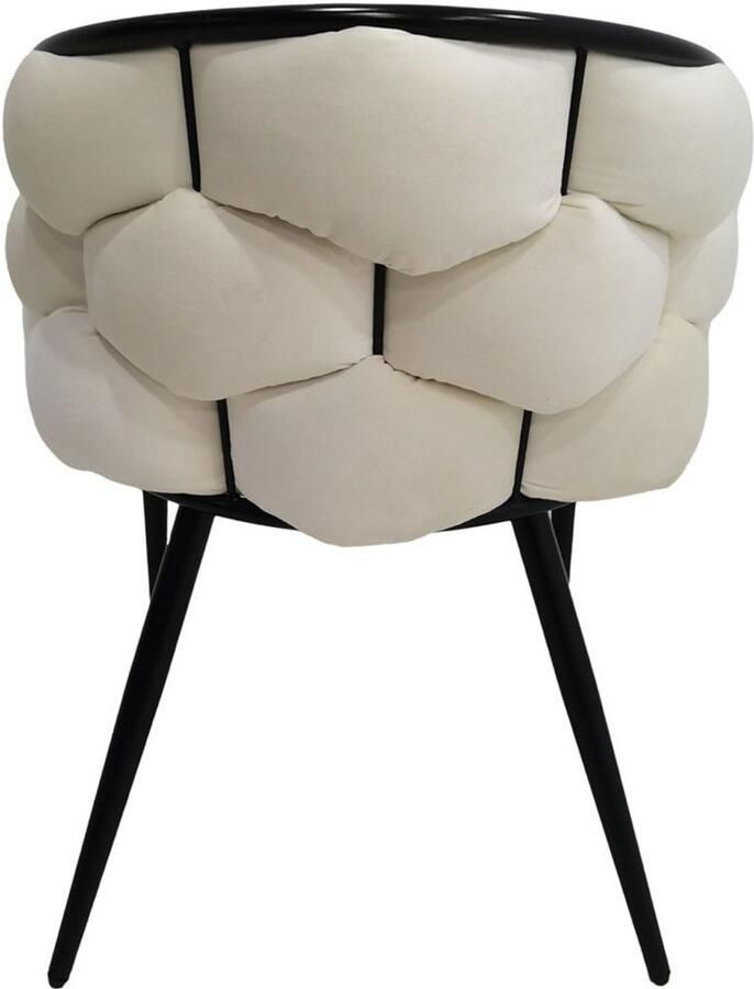 Underbar Set 2 eetkamerstoelen Grace Beige Zwart Velours 61x65x79cm (LxBxH) Draagvermogen 150KG - Foto 3