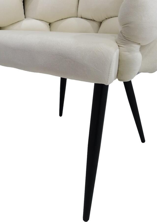 Underbar Set 2 eetkamerstoelen Grace Beige Zwart Velours 61x65x79cm (LxBxH) Draagvermogen 150KG - Foto 5