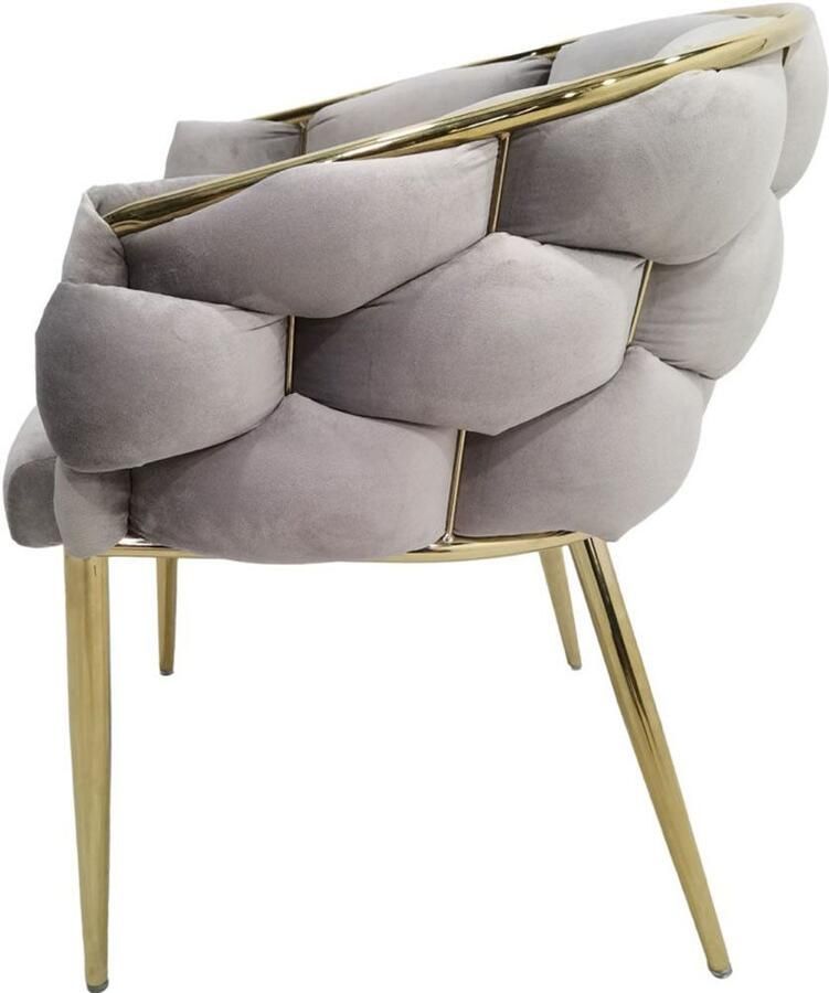 Underbar Set 2 eetkamerstoelen Grace Taupe Goud Velours 61x65x79cm (LxBxH) Draagvermogen 150KG - Foto 3