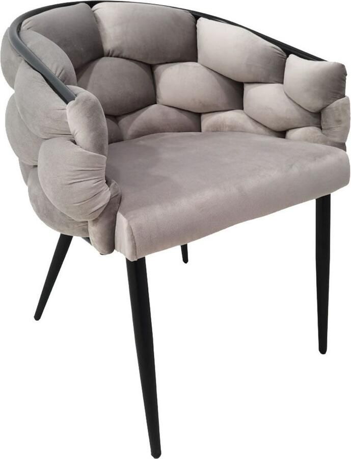 Underbar Set 2 eetkamerstoelen Grace Taupe Zwart Velours 61x65x79cm (LxBxH) Draagvermogen 150KG - Foto 6