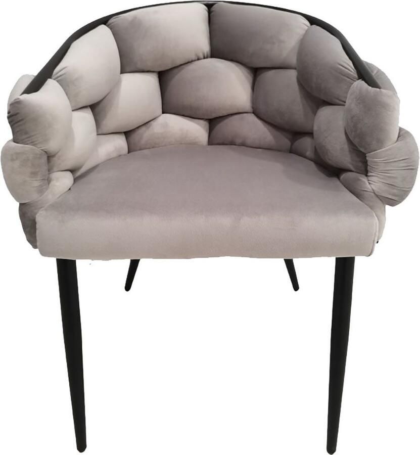 Underbar Set 2 eetkamerstoelen Grace Taupe Zwart Velours 61x65x79cm (LxBxH) Draagvermogen 150KG - Foto 3