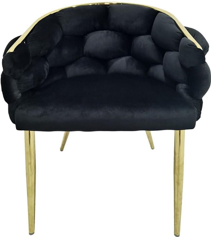 Underbar Set 2 eetkamerstoelen Grace Zwart Goud Velours 61x65x79cm (LxBxH) Draagvermogen 150KG - Foto 2