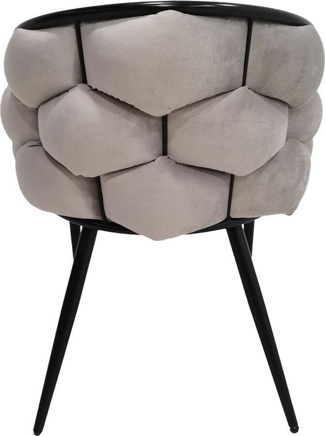 Underbar Set 2 eetkamerstoelen Grace Taupe Zwart Velours 61x65x79cm (LxBxH) Draagvermogen 150KG - Foto 7