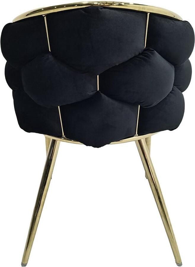 Underbar Set 2 eetkamerstoelen Grace Zwart Goud Velours 61x65x79cm (LxBxH) Draagvermogen 150KG - Foto 5