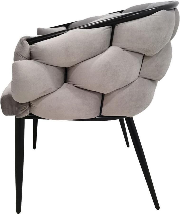 Underbar Set 2 eetkamerstoelen Grace Taupe Zwart Velours 61x65x79cm (LxBxH) Draagvermogen 150KG - Foto 5